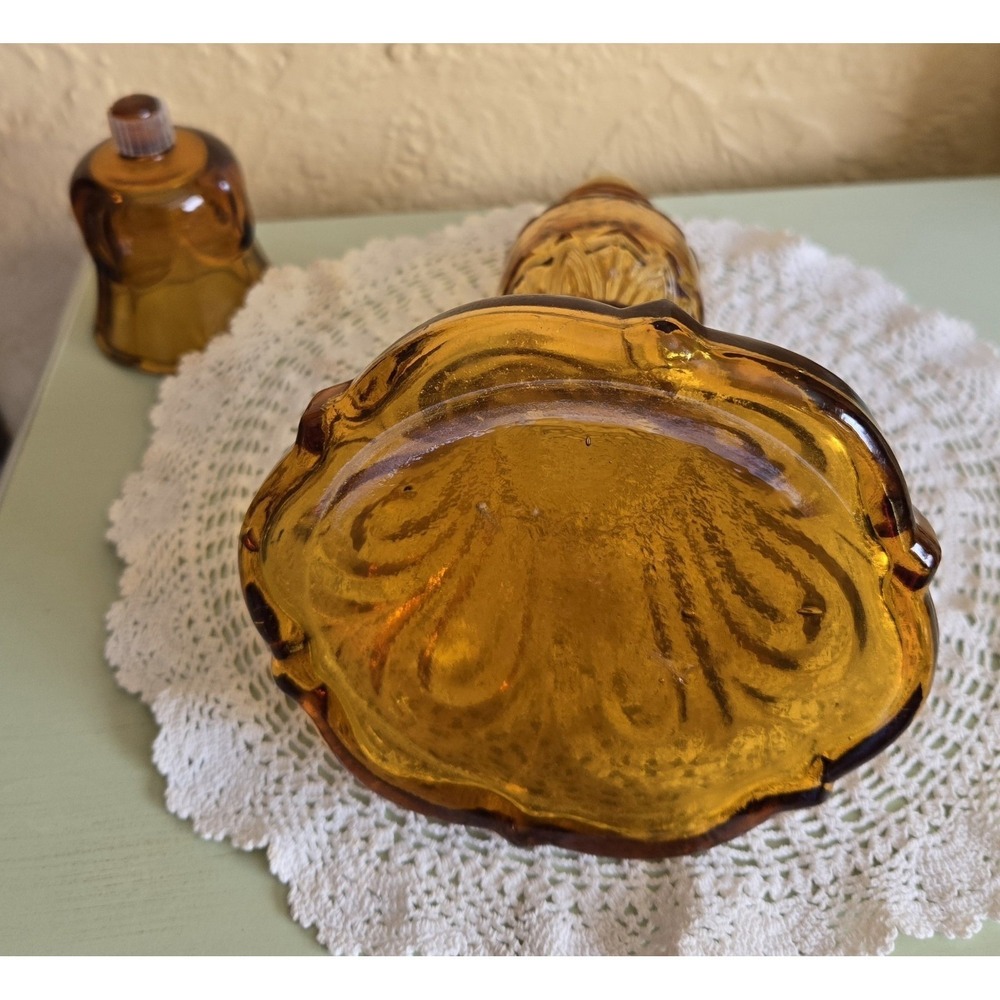 Rare Amber Decanter St. Julian Wine Co. Victorian With Candle Holder 40's - Picture 6 of 9